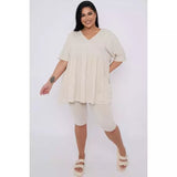 Plus Size 2 Piece Co-ord Loungewear Set with Top and Cycling Shorts