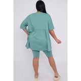 Plus Size 2 Piece Co-ord Loungewear Set with Top and Cycling Shorts