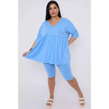 Plus Size 2 Piece Co-ord Loungewear Set with Top and Cycling Shorts