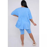 Plus Size 2 Piece Co-ord Loungewear Set with Top and Cycling Shorts