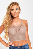 Rose Gold Chainmail Halter Neck Backless Top