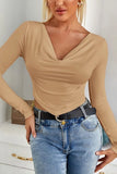 Stone Slinky Cowl Neck Hanky Hem Top