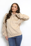 Ruched Sleeve Pocketed Hoodie