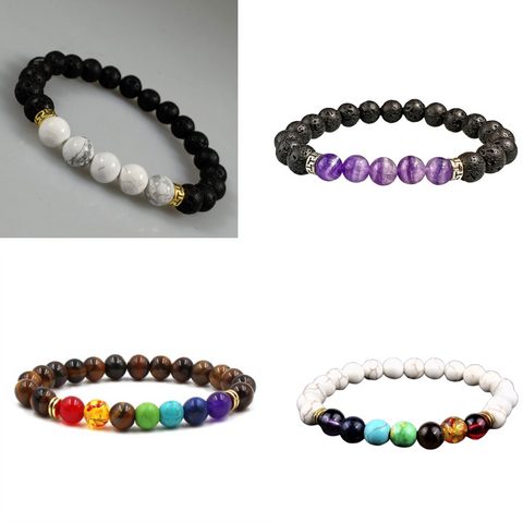 Unisex Chakra Colourful Stone Bracelet