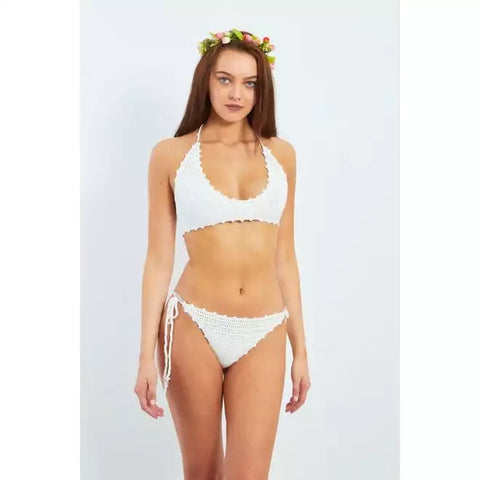 White Crochet Halter Neck Bikini