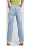 Ripped Straight Leg Light Wash Jeans