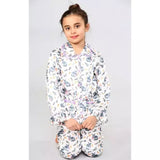 Kids Printed Satin PJ Set With Contrast Pipping