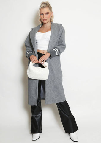 Wool Look Coat with elasticated cuff