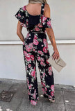 Floral Ruffle Jumpsuit Wide Leg