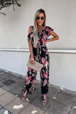 Floral Ruffle Jumpsuit Wide Leg