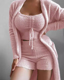 Ladies Fluffy 3 Piece Loungewear Set